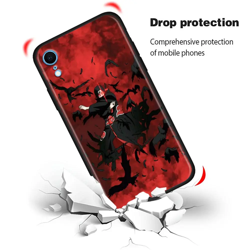 Чехол для телефона с аниме Наруто Акацуки Итачи Учиха iPhone 11 12 13 Pro Max 7 8 SE XR XS 5 5s 6 6s