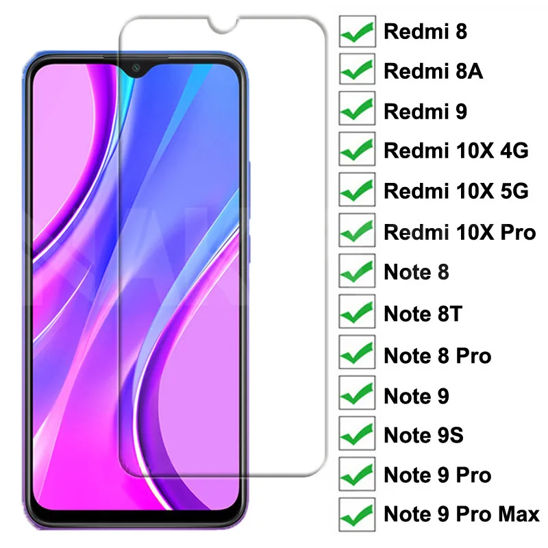 

9H Tempered Glass For Xiaomi Redmi 9 8 8A 10X Screen Protector Glass Redmi 10X Note 8 8T 9S 9 Pro Max Safety Protective Glass
