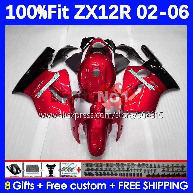 

OEM Body For KAWASAKI NINJA ZX-12R ZX 12R 1200 86MC.80 gloss red ZX12R 02 03 04 05 06 ZX1200 2002 2003 2004 2005 2006 Fairing