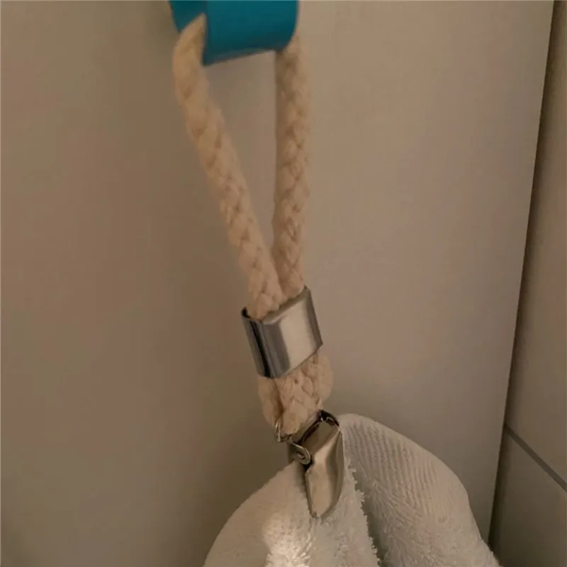 4Pcs Braided Cotton Loop Hanging Clip with Metal Clamp Home Portable Cloth Hanger Towel Bathroom Kitchen Accessories - купить по