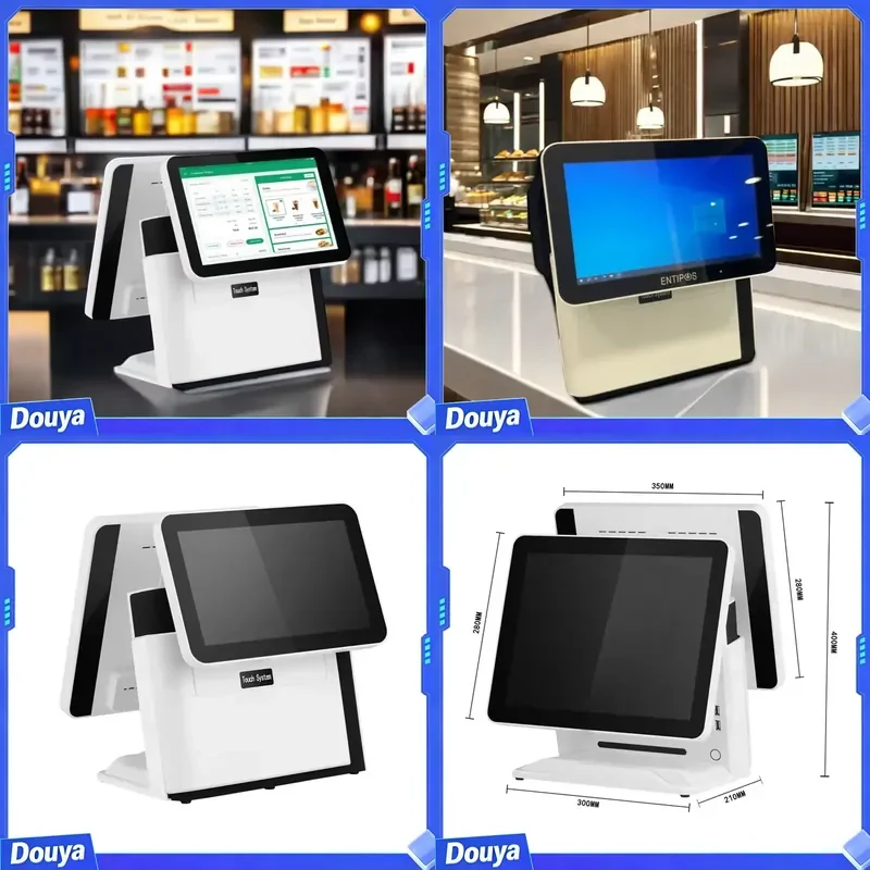 Фото 15-дюймовая двухэкранный POS-система на Windows для коммерческого использования с поддержкой Wi-Fi и Bluetooth №1