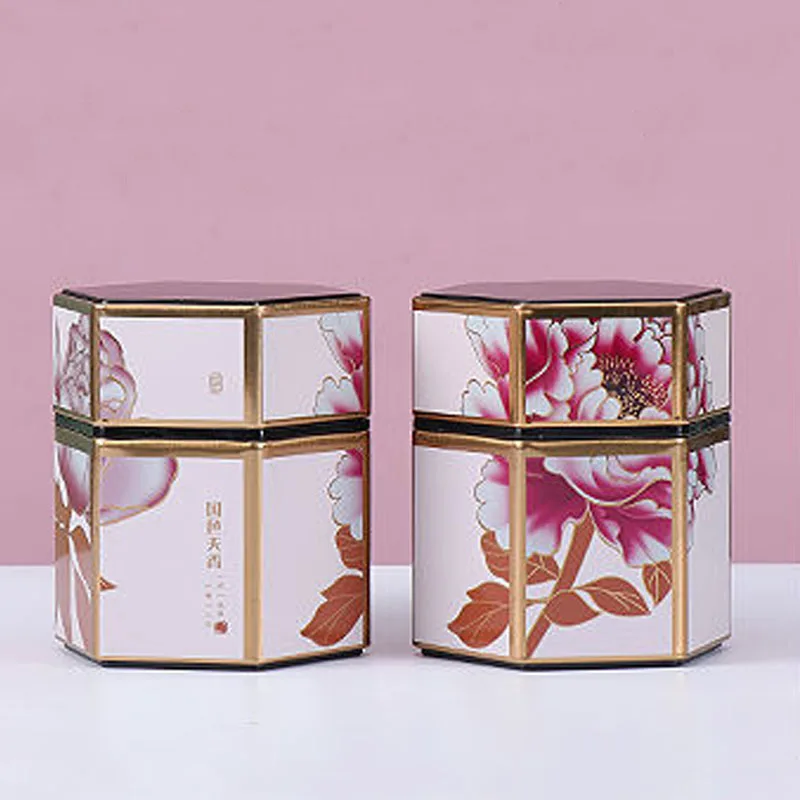 

Портативная чайная канистра, железная чайная канистра с цветочным узором, маленькая жестяная коробка, домашний контейнер для хранения мелк...