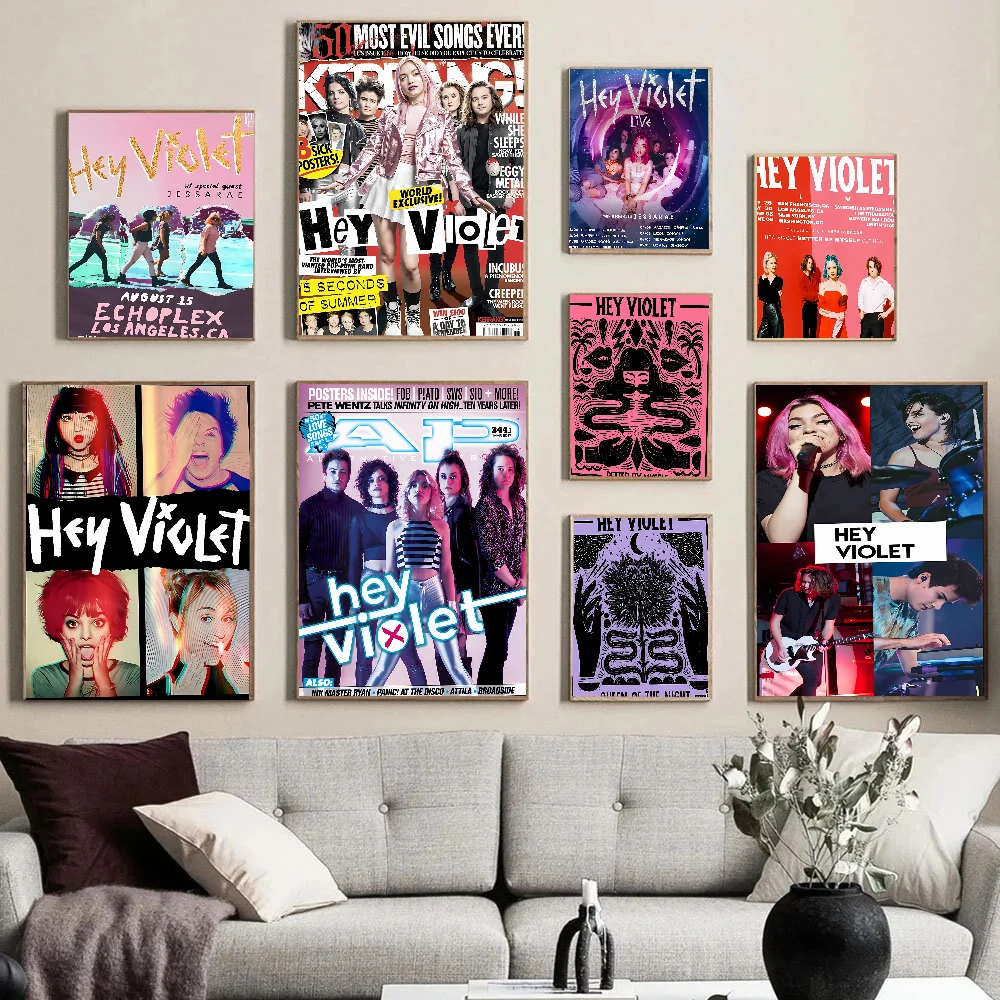 H-Hey V-фиолетовые винтажные постеры липкие белые бумажные принты художественные