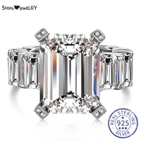 shipei luxury 925 sterling silver emerald cut created moissanite gemstone wedding engagement rings fine jewelry ring for women