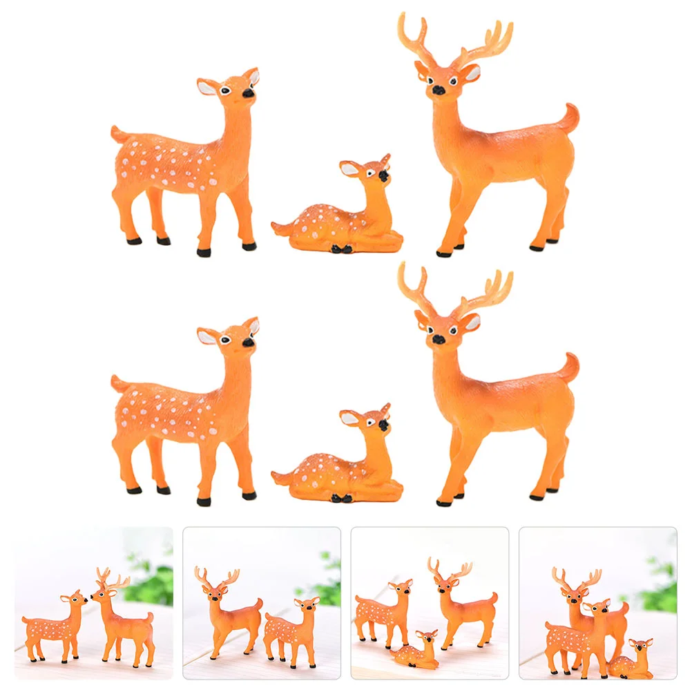 

6pcs Decorative Elk Craft Desktop Adornments Party Props DIY Keychain Materials