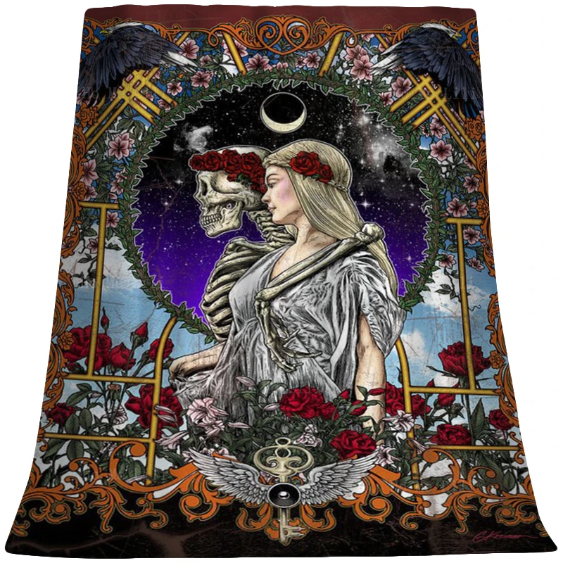 

Holy Death The Goddess Day Of The Dead Art Grateful Dead Bride Skull Flannel Blanket By Ho Me Lili Fit For Office Sofa Home Etc