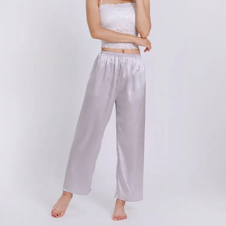 Oversized 3XL Satin Silk Pant Elastic Waist Pajama Trouser Sleepwear Women Summer Sleeppant Loose Straight Lounge Comfortable