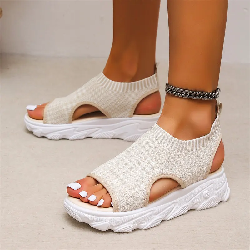 

Летняя обувь, женские сандалии, новинка 2022, сетчатые сандалии на танкетке, Женская дышащая повседневная обувь, женская спортивная обувь 35-43