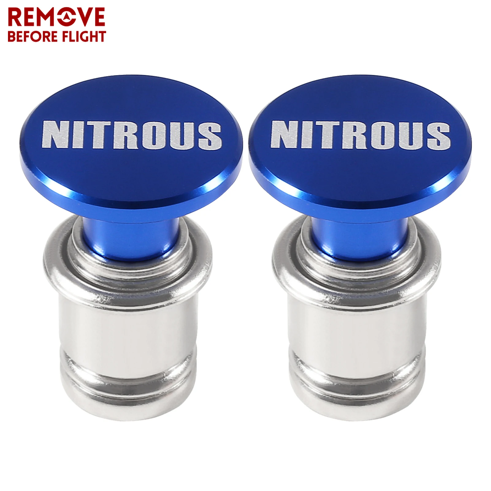 

2 PCS Blue Nitrous Aluminum Dustproof Plug Billet Button 12V Replacement Accessories Anodized Aluminum Car Decoration Suit Cars