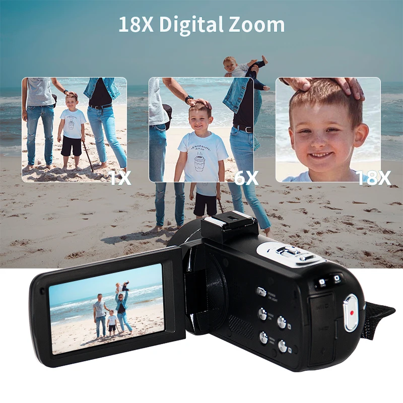 4K digital camera, 56MP photo, 4K video recording, handheld video camera, 18X digital zoom,digital cameras for photography enlarge