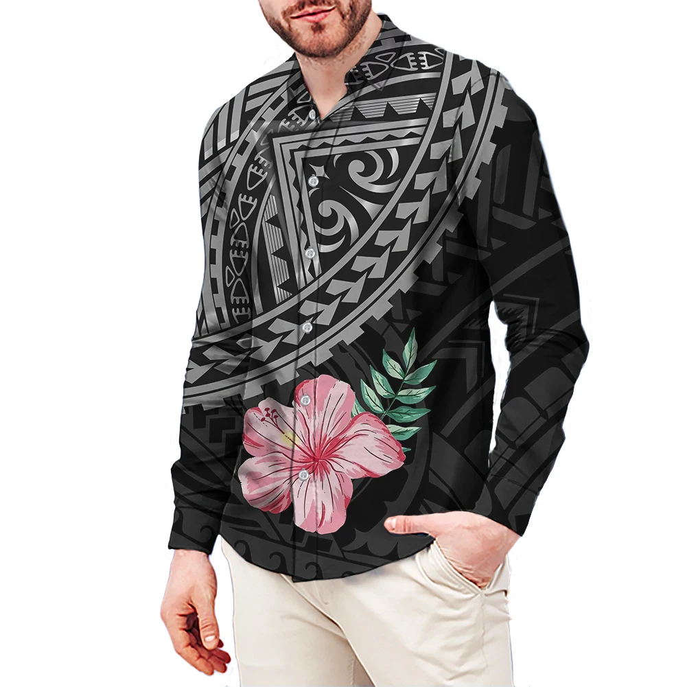 Couple Suit Customized On Dress 7XL Demand Shirt Big Size 6XL Polynesian Traditional Tribe Ethnic Style Mens Long-Sleeve Shirt