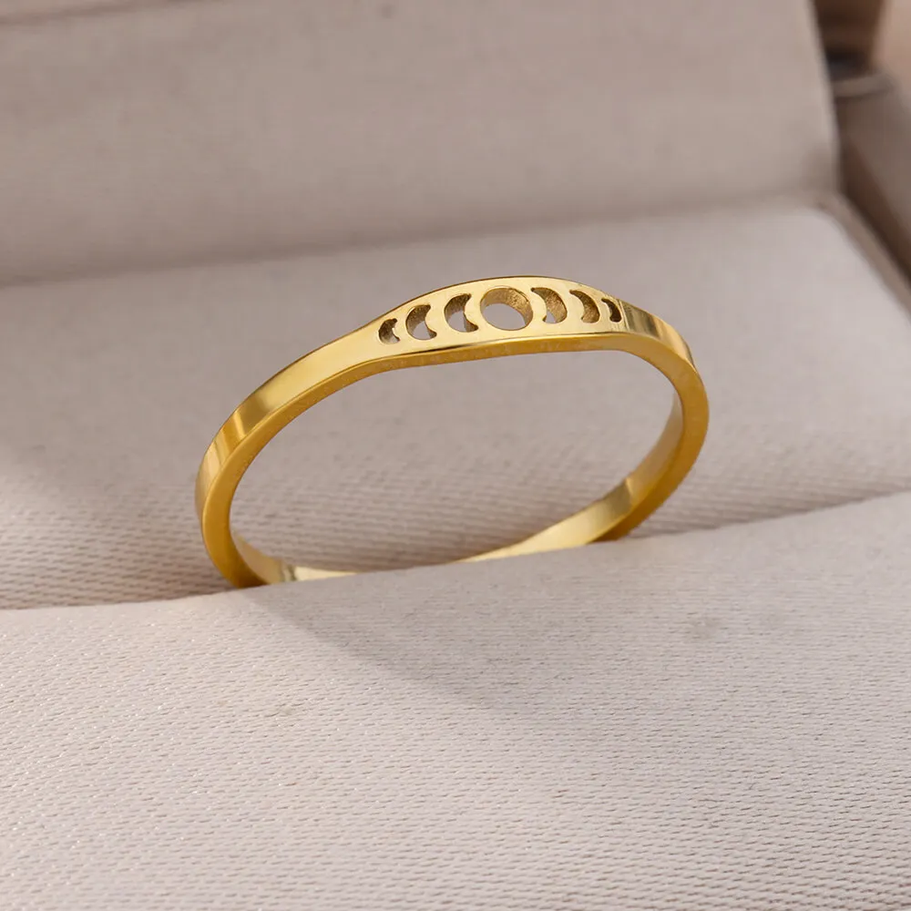 

Hollow Sun Moon Rings For Women Men Gold Color Stainless Steel Ring Female Fashion Finger Jewelry Gift 2023 Trend Free Shipping