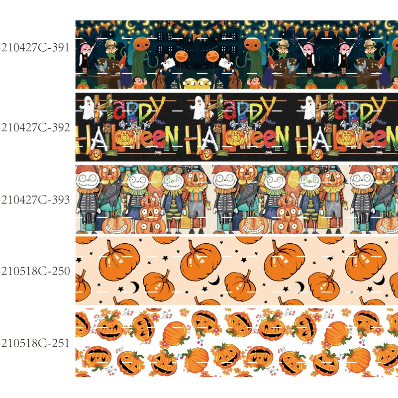 

Halloween Pumpink Cartoon Grosgrain Ribbon 25mm Printed 10yards for DIY Hair Bow Party Holiday Decoration