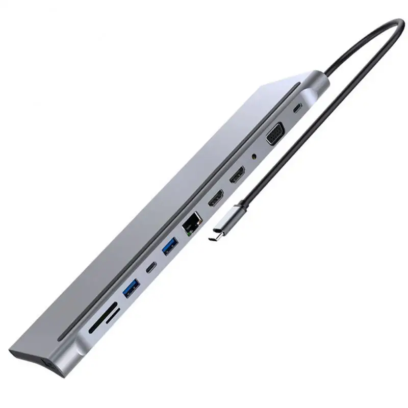 

12 In 1 USB C-type Hub Docking Station Adapter Laptop Docking Station HDMI VGA RJ45 PD 4K HD Interface Radio Adapter With 3.5mm