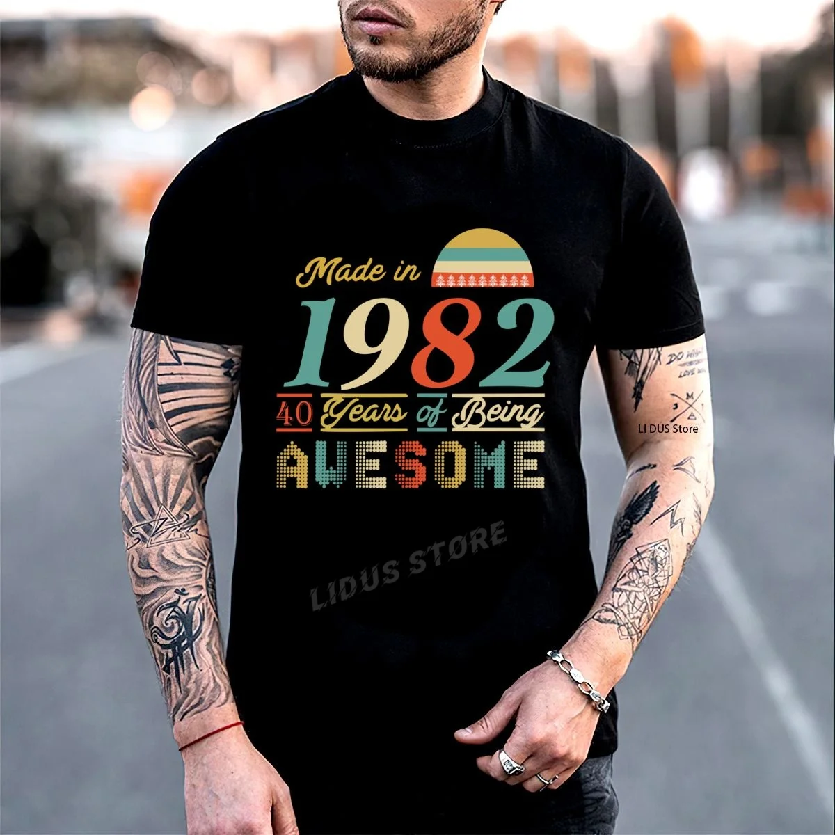 

Made In 1982 40 Years Of Being Awesome 40th Birthday Gift T-Shirt Clothing Graphics Tshirt Sweatshirt undershirt Unisex Shirt