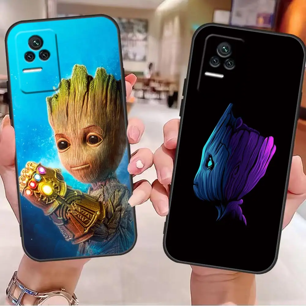 

Marvel Avengers Heros Baby Groot Case For Redmi K60 K60E K50 50I K40 K40S 12C 11 A1 Pro Plus Ultra Gaming Prime Black Cover Capa