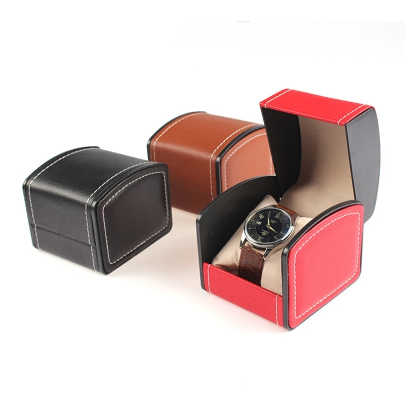 

Q0KE Luxury PU Leather Watch Boxes Wristwatch Gift Packaging Watches for CASE Vintge Storage Holder Watch Box Display Stand