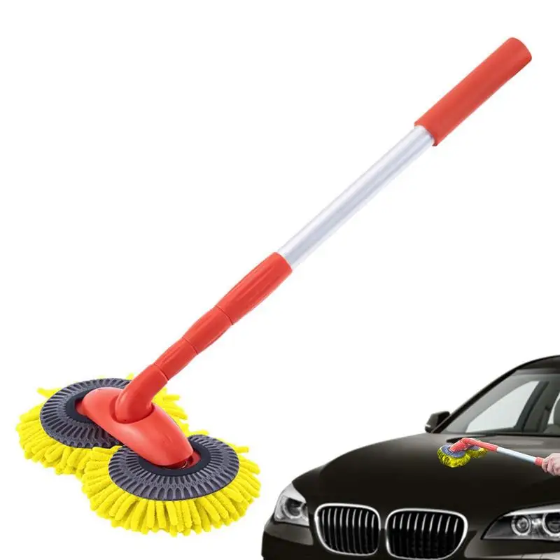 

35-115cm Retractable Car Wash Brush Long Handle Car Cleaning Brush Rotatable Double-headed Chenille Soft Bristle Cleaning Brushe