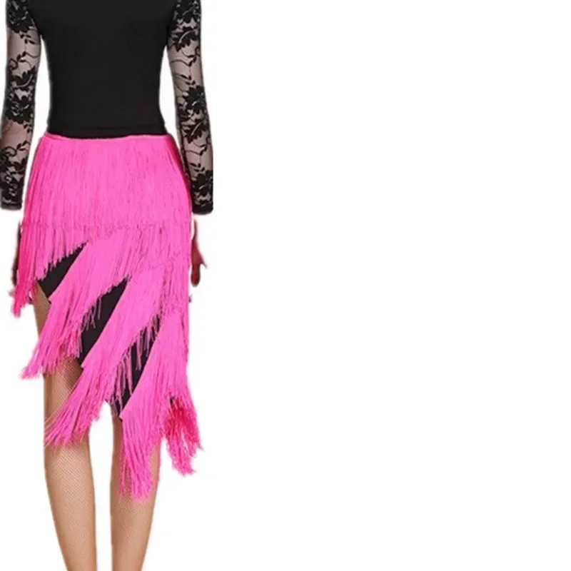 Женская юбка с бахромой для латиноамериканских танцев сценическая выступлений
