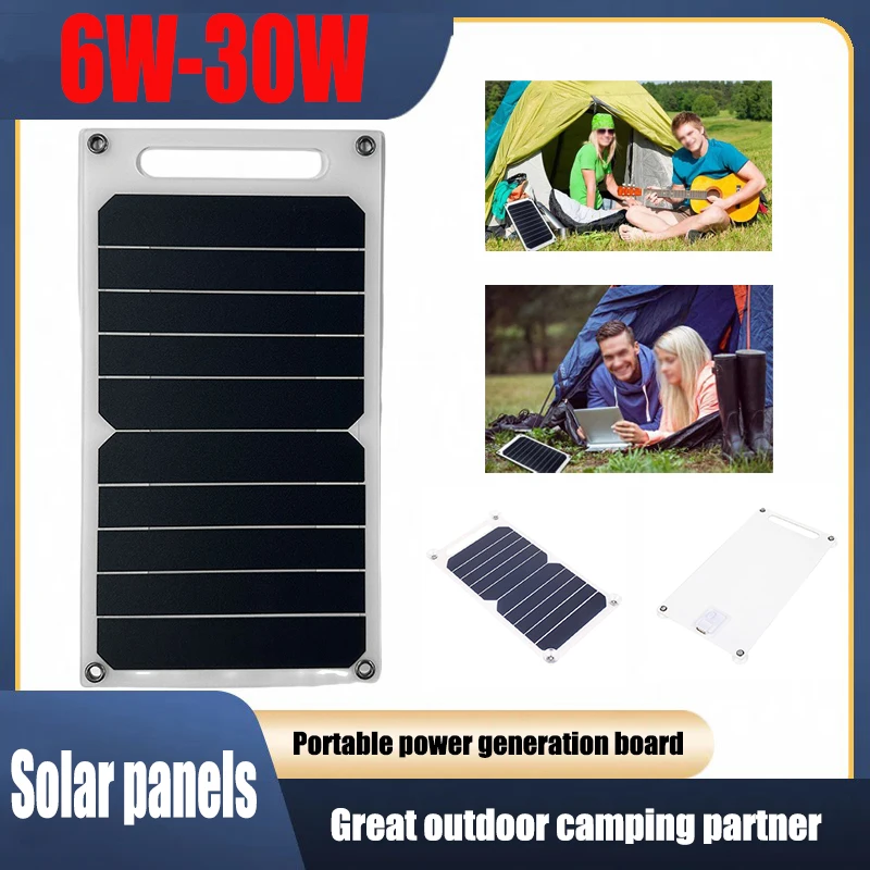 

Semi Flexible Solar Panel 6w-30w Single USB Charging Board Outdoor Convenient Mobile Phone Power Generation Board Charging Bank
