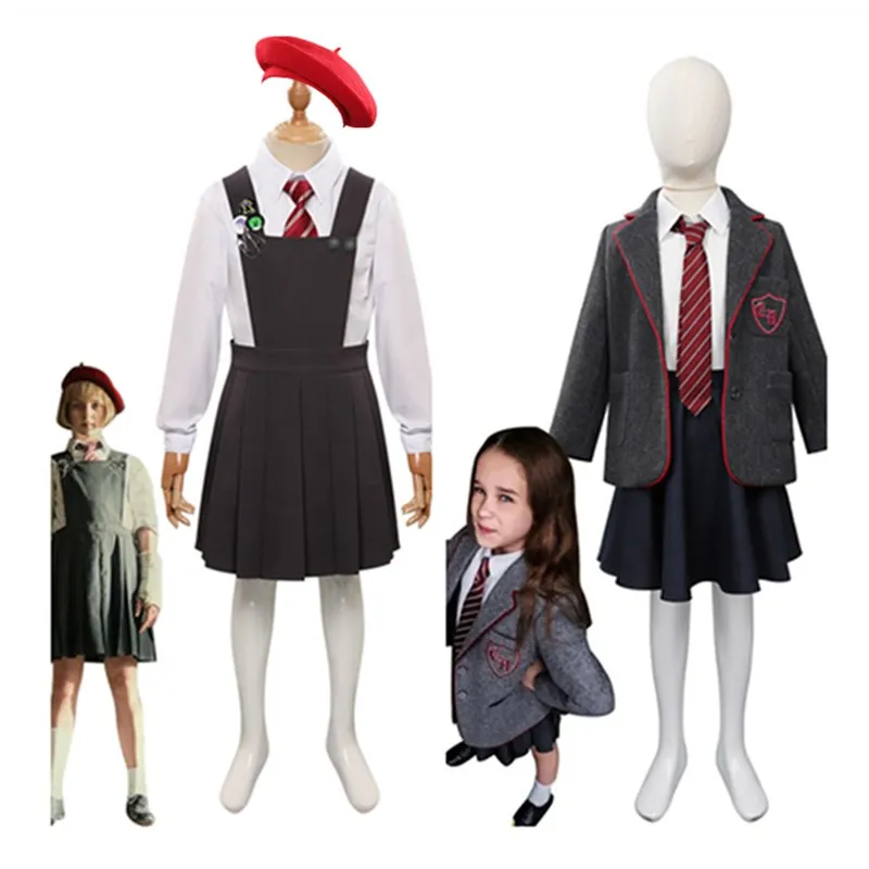 

Костюм для косплея Matilda Hortensia, детская униформа для девочек Roald Dahl Matilda, наряды, головные уборы, костюмы на Хэллоуин, карнавал, искусственный костюм