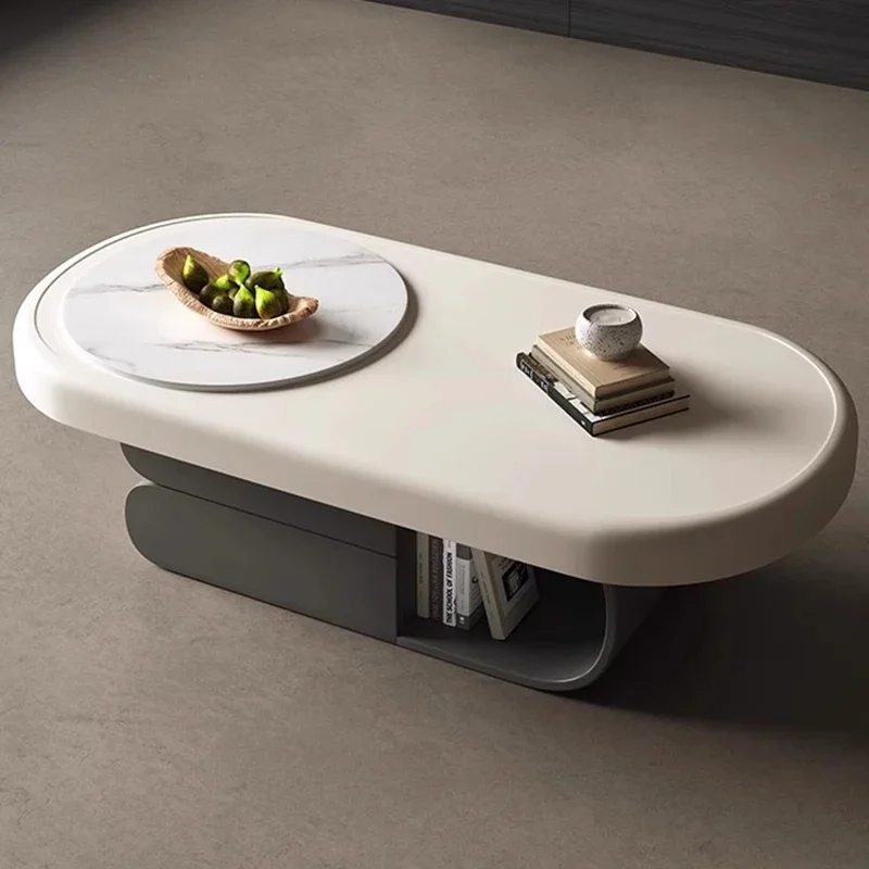 Белый журнальный столик с ящиком минималистичный роскошный в скандинавском