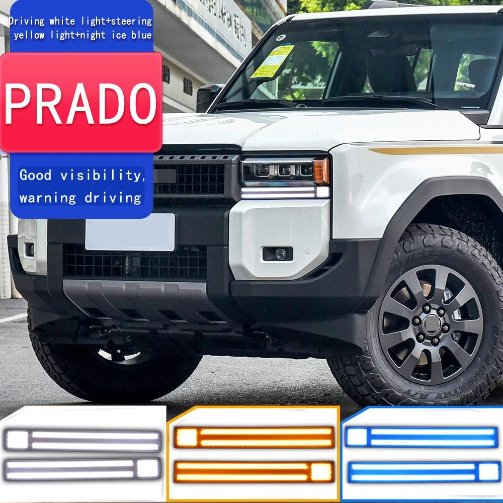 

2 шт. автомобильные DRL для Toyota Land Cruiser Prado LC250 2024 светодиодные дневные ходовые огни дневного света указатель поворота автомобиля Стайлинг противотуманные фары