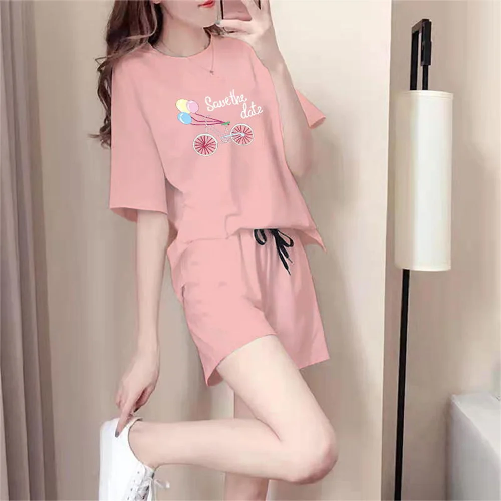 

Women's Pyjamas Short-sleeved Shorts Two-piece Tracksuit Girl's Home Wear Pajama Set With Shorts Pajama Bottoms Essentials D88