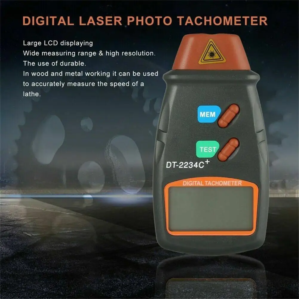 

1 Pcs Handheld Digital Tachometer Lcd Display Non-contact Tach Tools Photoelectric Tachometer Meter Speed Gauge Dt2234c+