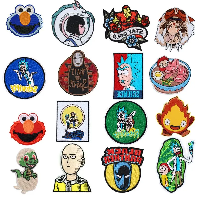 

Iron on Patches Heat Transfer Stickers Embroidered Patches Anime Patch Stickers Round Letter Badges Fusible Patch for Jackets