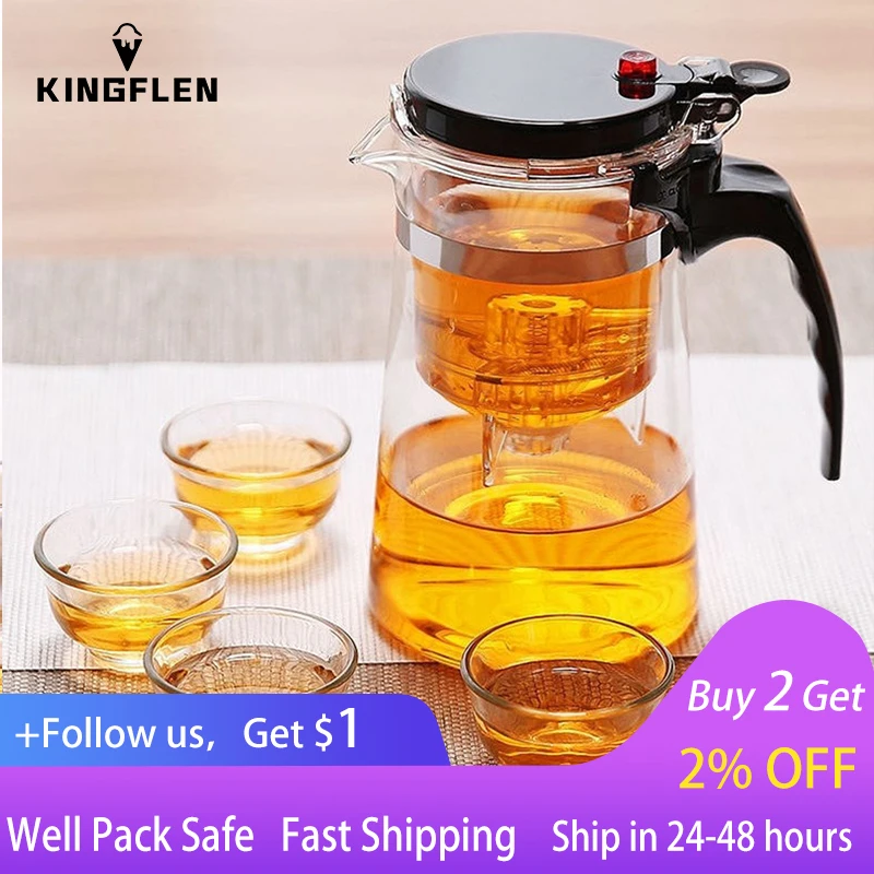 

Tea Sets Heat Resistant Glass TeaPot Tea Infuser Chinese Kung Fu Tea Set Kettle Coffee Glass Maker Convenient Office Tea Pots