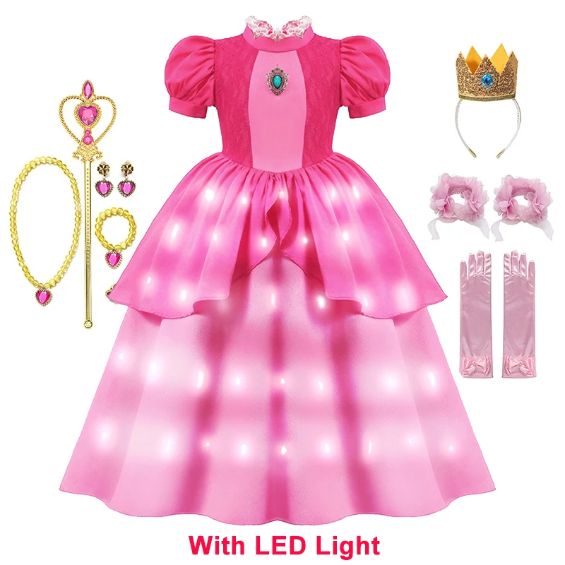 Платье Принцессы Со Светодиодной Подсветкой Для Девочек Костюм Бальное До