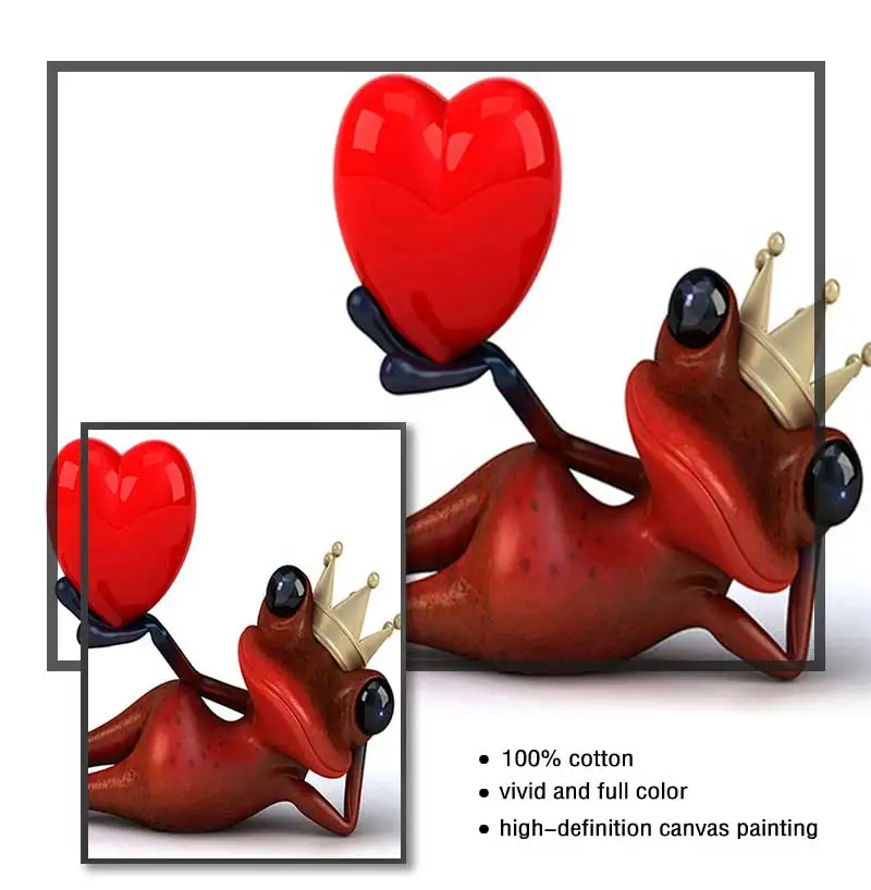 Современный мультяшный забавный романтическая лягушка художественный плакат на