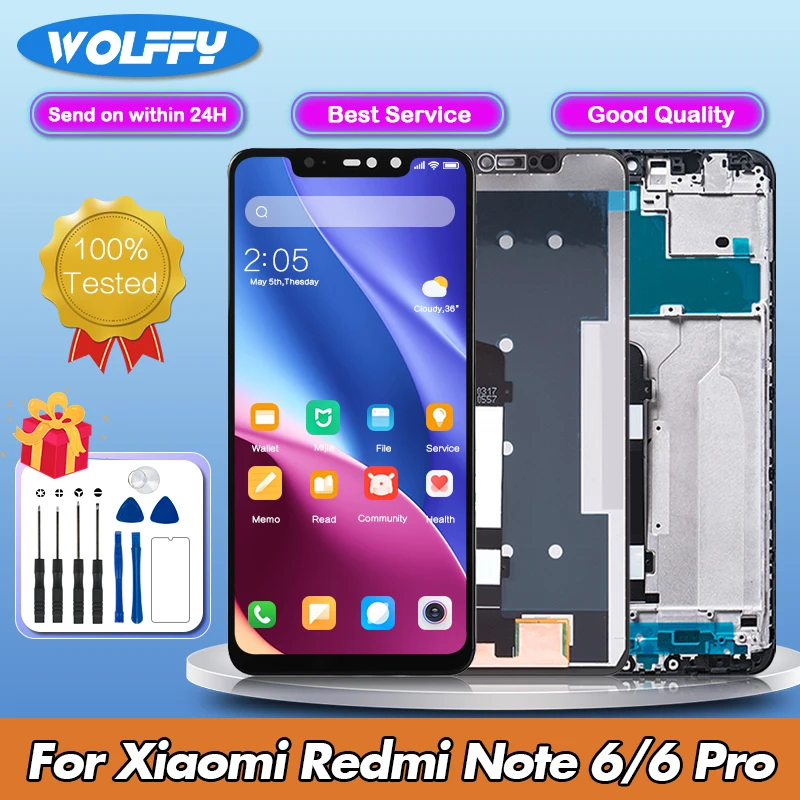 6,3 дюймовый дисплей для Xiaomi Redmi Note6 Note6Pro LCD M1806E7TG M1806E7TH M1806E7TI сенсорный экран дигитайзер Запчасти для замены