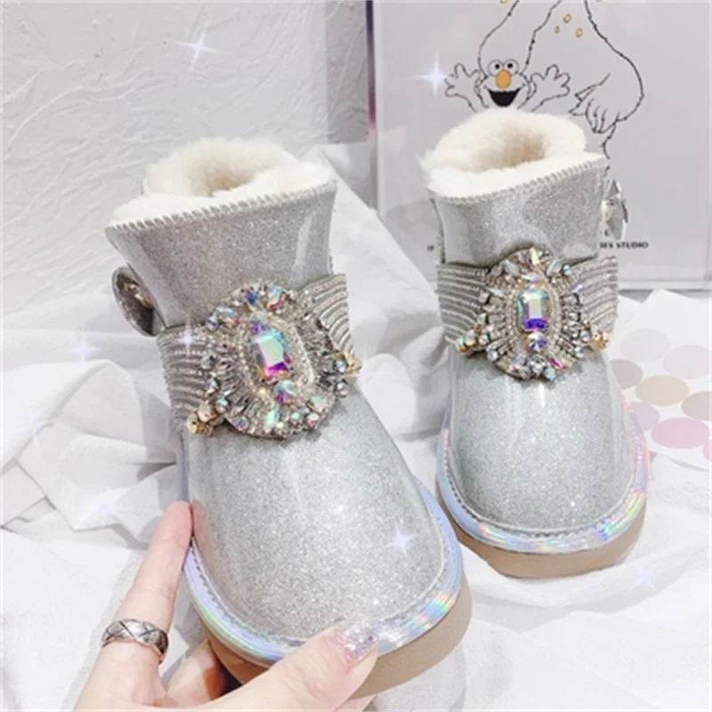 

Low tube side buckle cotton shoes heavy industry rhinestone snow boots women's waterproof cotton shoes comfortable and warm35-40