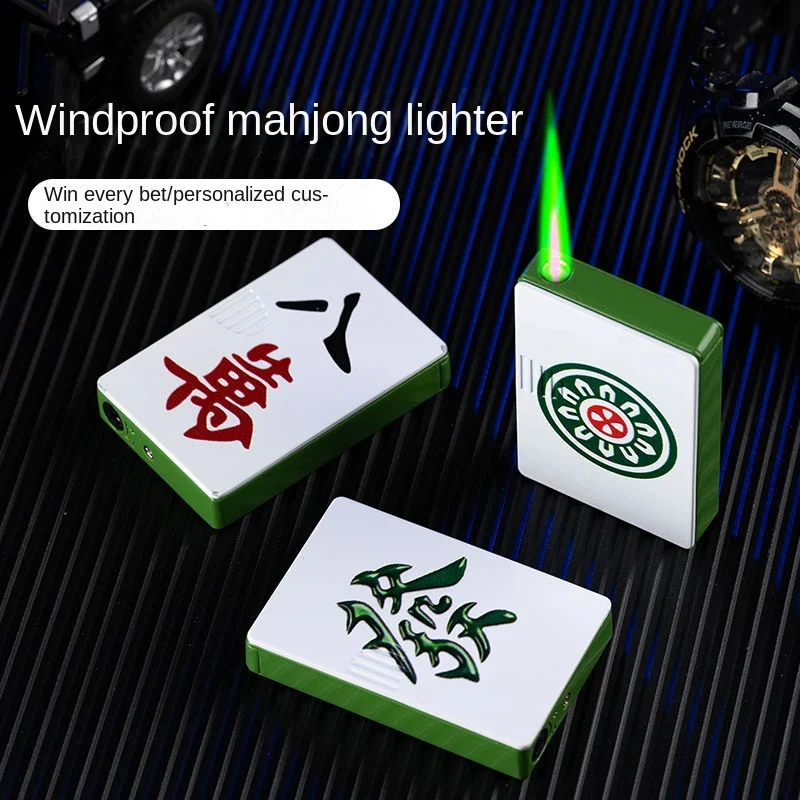 

New mahjong green flame inflatable lighters make a fortune with a cake of red creative personality inflatable lighters.