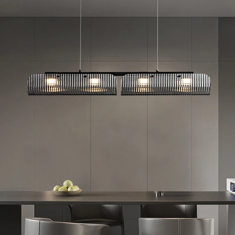 

AiPaiTe Modern light luxury living room chandelier simple Scandinavian dining table lamp home bar chandelier long rainbow glass