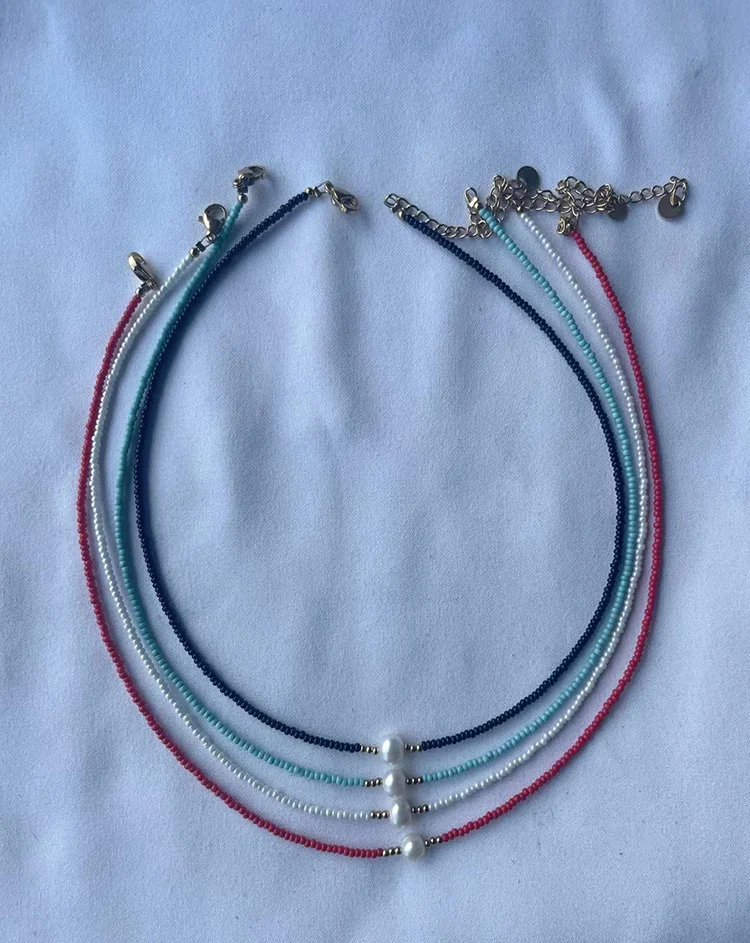 Trendy Design Colorful Necklace Rice