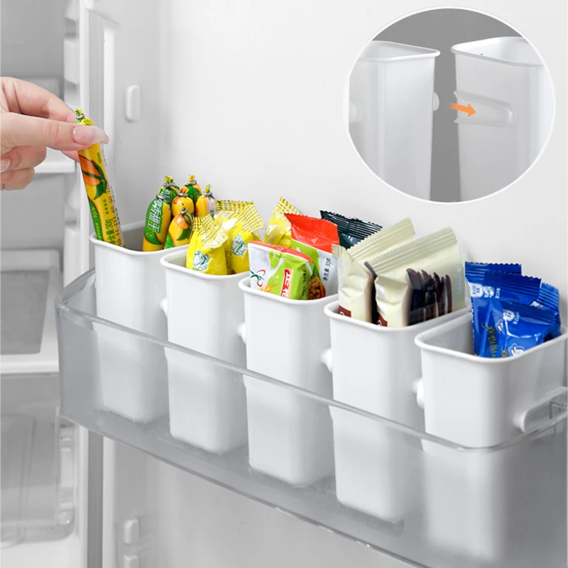 

Refrigerator Snacks Storage Box Composable Wall Hanging Chopsticks Tableware Storage Basket Plastic Kitchen Bathroom Organizer