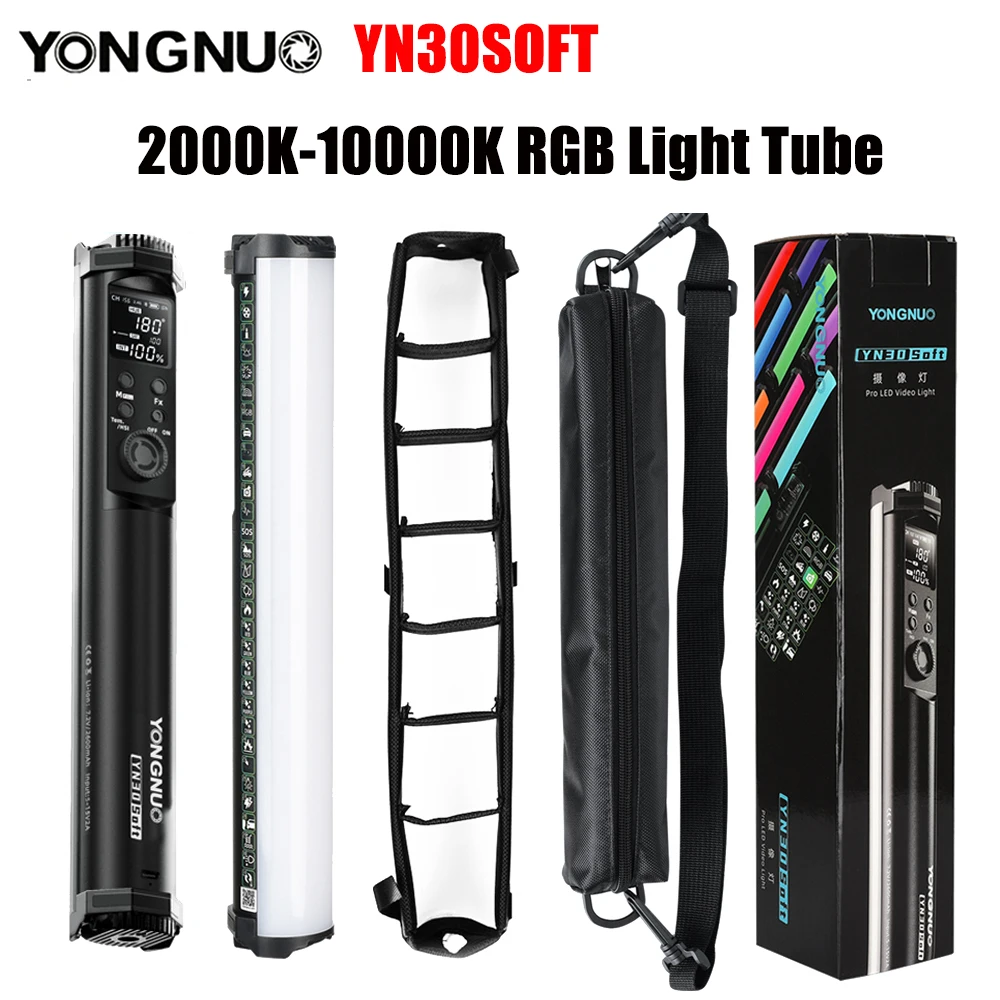 

YONGNUO YN30SOFT светодиодный светильник для фотосъемки ing 2000K-10000K ручной RGB светильник трубка для видео мягсветильник Свет приложение дистанционн...