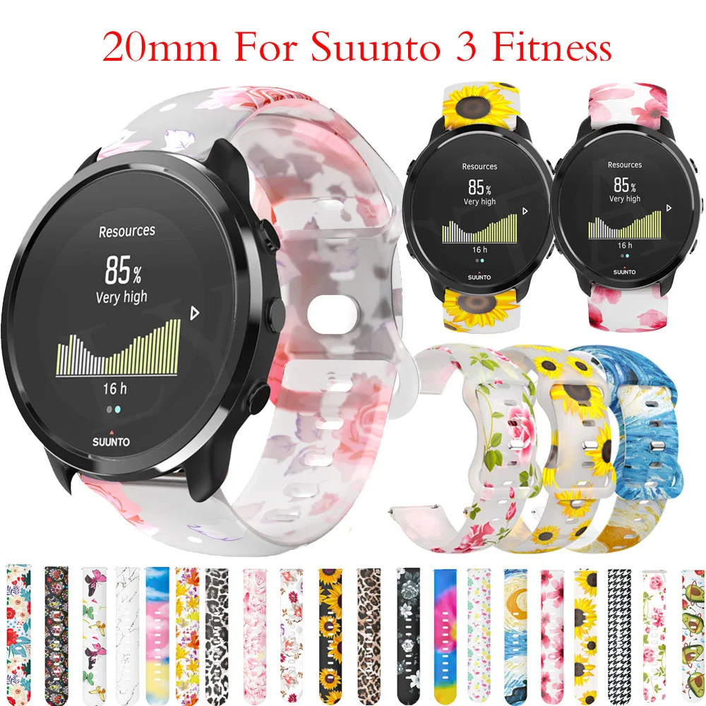 

20mm Compatible for SUUNTO 3 Fitness Silicone Wriststrap Sport Replacement Wristband Straps Smart Watchband Belt Correa