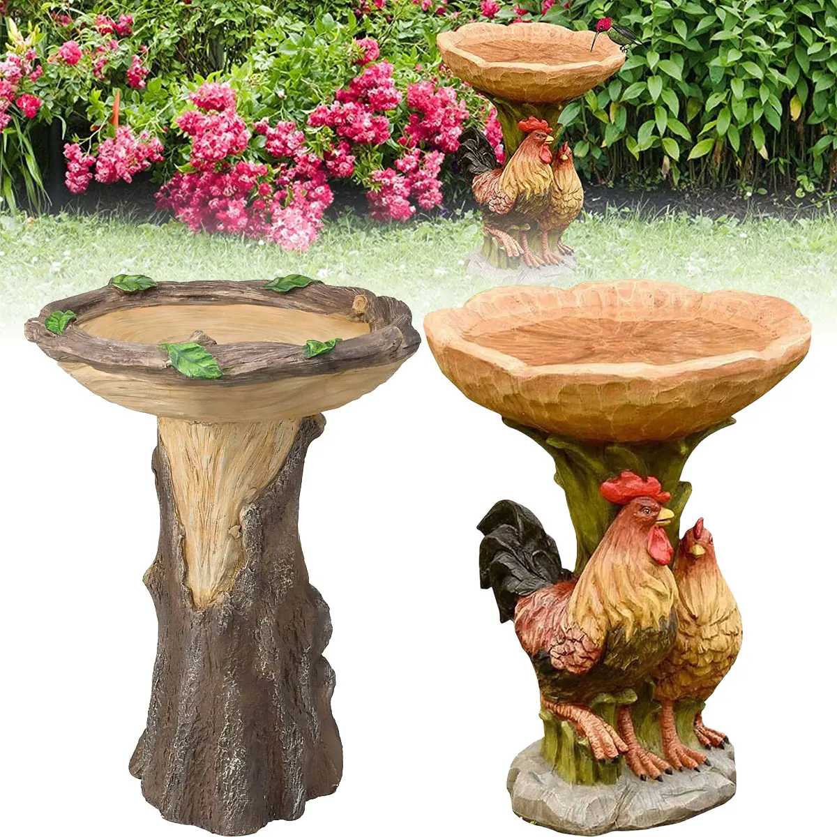 

Resin Bird Bath Statue Fairy Garden Bird Bath Ornaments Sculptures Outdoor Bird Feeder Birdbath Resin Pedestal Fountain