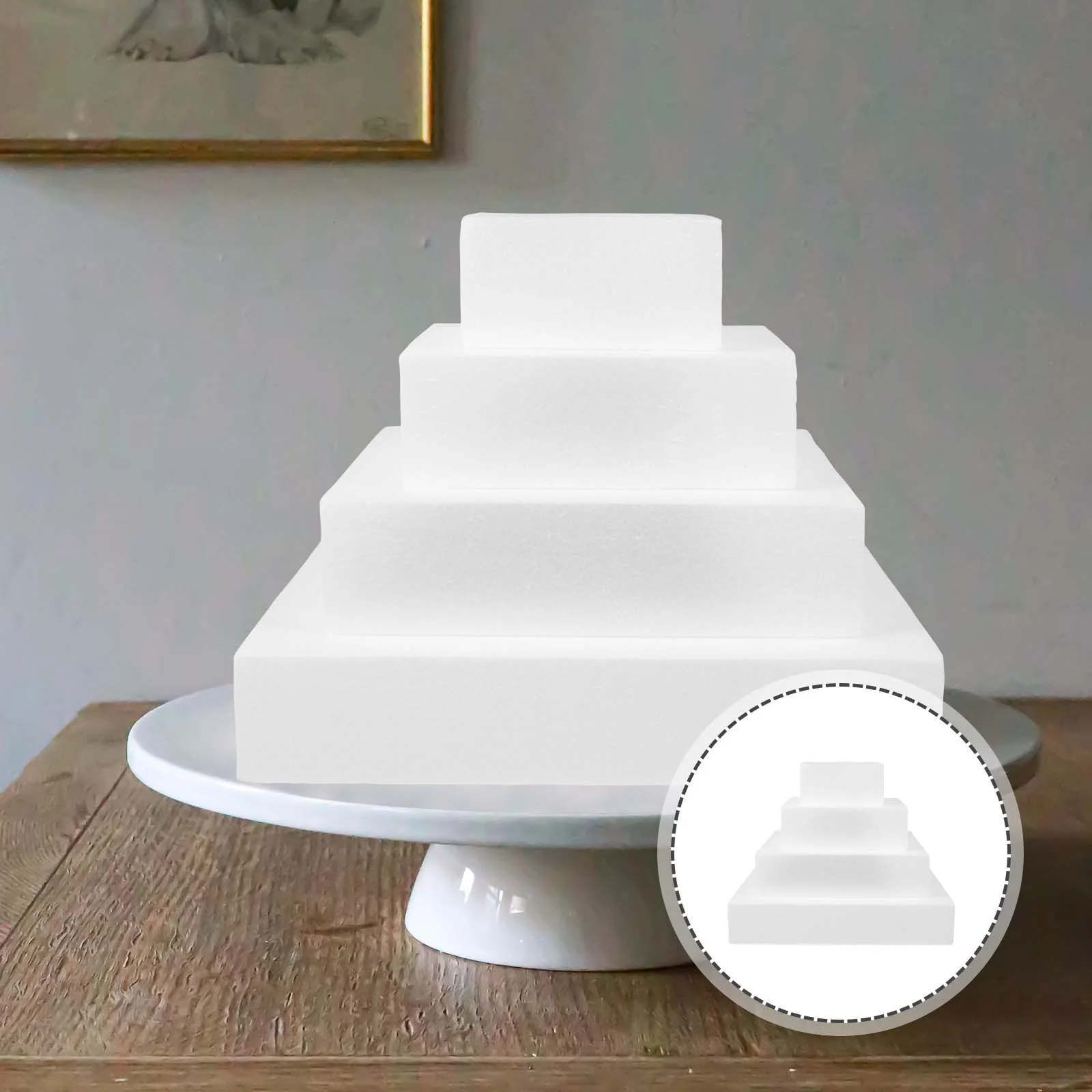 

Cake Dummy Foam Polystyrene Styrofoam Tier Display Fondant Window Model Shapes Square Circles Set Molds Practice Fake