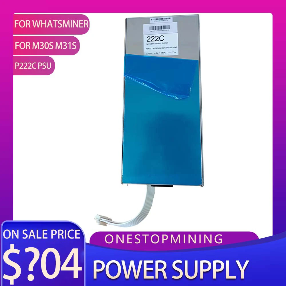 

Whatspower P222C Power Supply Unit PSU for Whatsminer M30s M31s M30+ BTC Mining Miner Power Supply