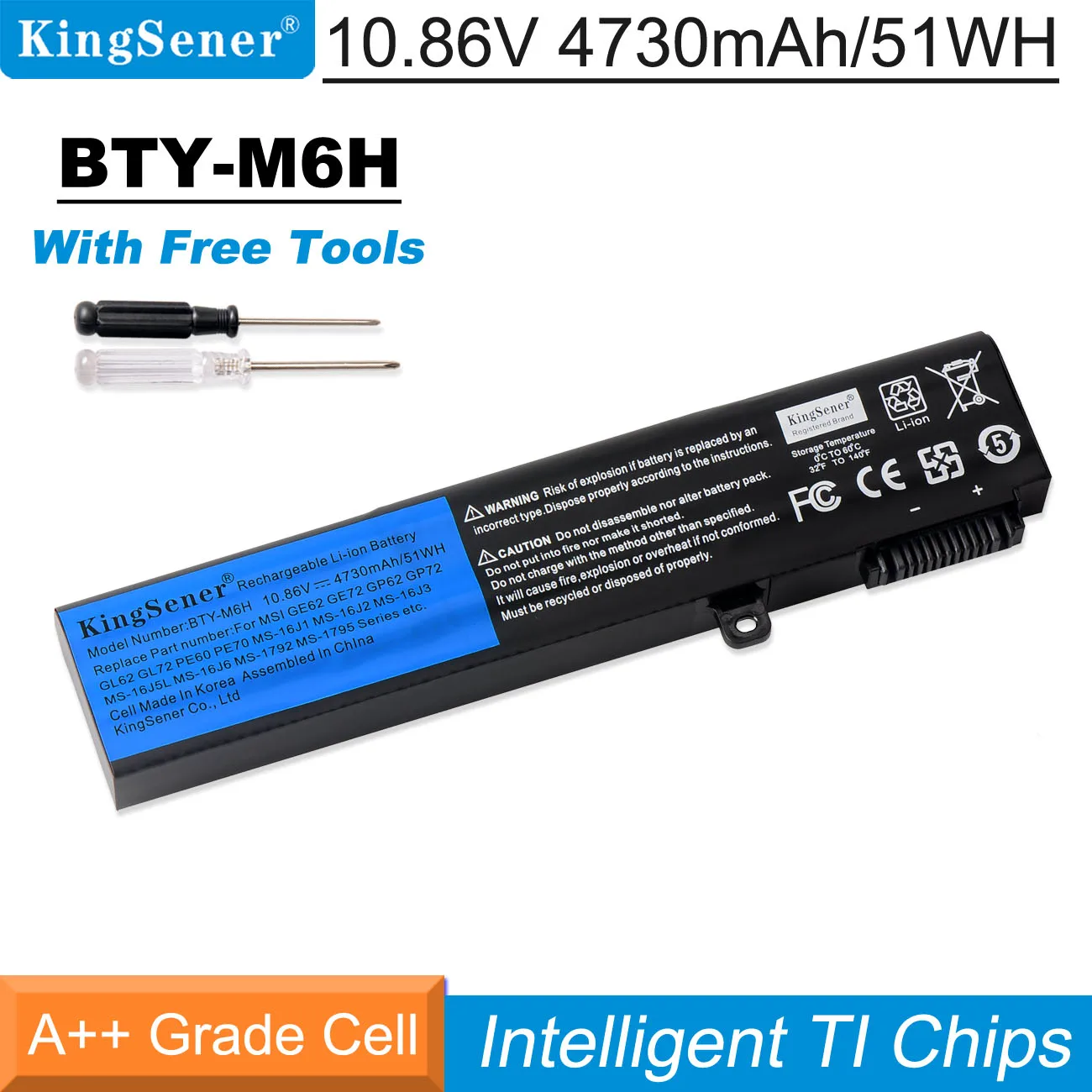 Bateria Portátil para Msi Ge62 Ge72 Gp62 Gp62 Gp72 Gl62 Gp62vr Pe60 Pe70 Ms16j2 Ms-16j3 Ms-1792 Ms-1795 Kingsener-bty-m6h