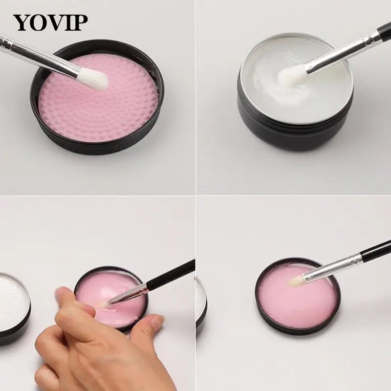 

1pcs Silicone Makeup Brush Cleaner Soap Pad Make Up Washing Brush Cleaner Bowl Cleaner Tool Cleaner Soap Pad With Storage Box