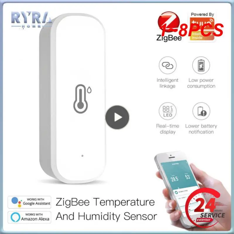

Умный гигрометр Tuya Zigbee/Wi-Fi, устройство для измерения влажности и температуры в помещении, дистанционное управление через приложение, работает с Alexa, 1-8 шт.