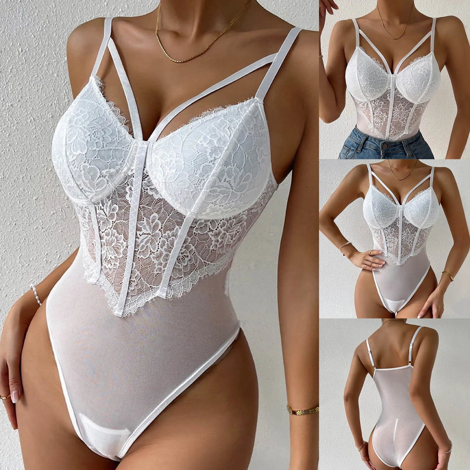 

Боди с длинным рукавом и глубоким V-образным вырезом, дышащий хлопковый эластичный комбинезон, женский открытый бюстгальтер