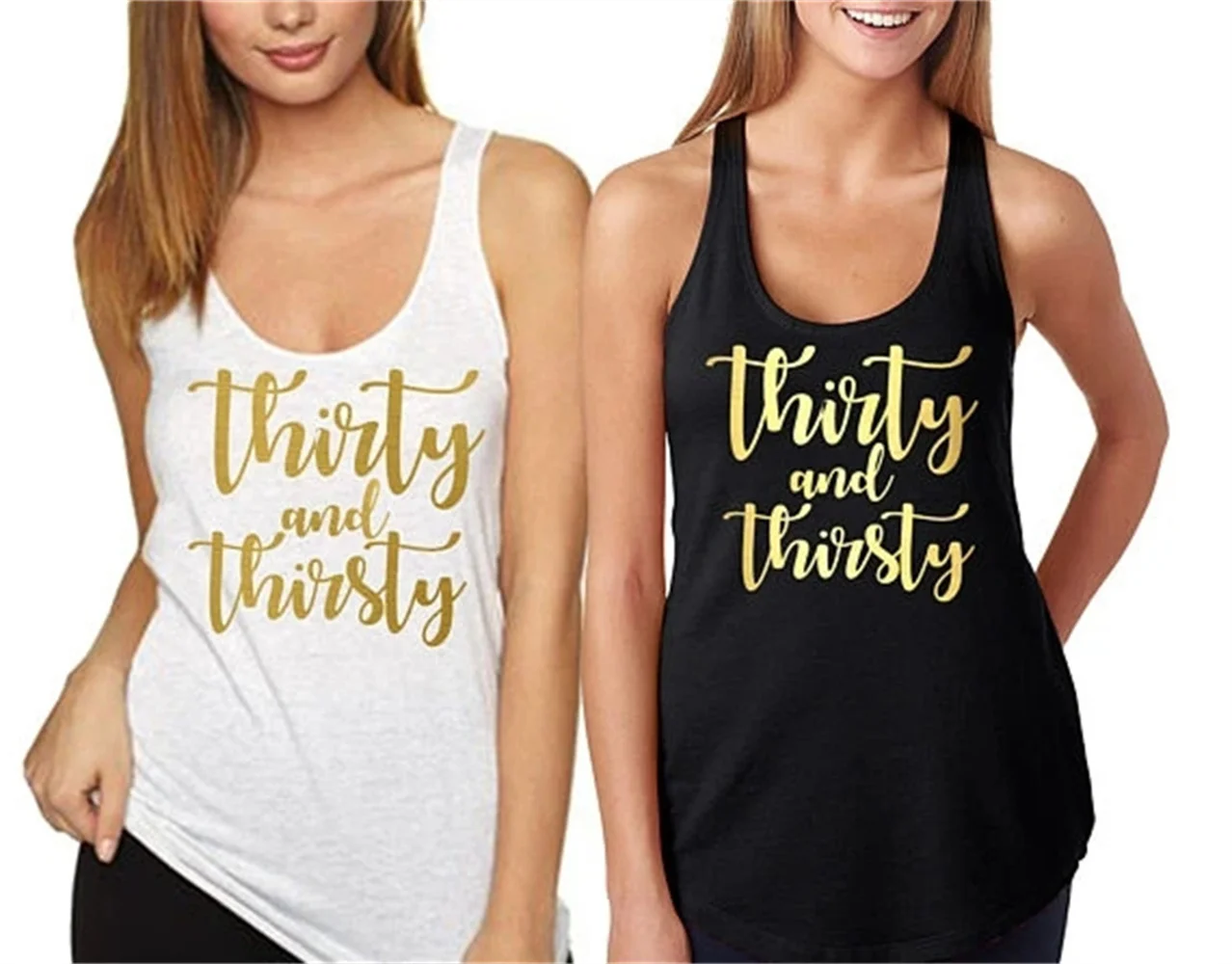 

Personalized Text Thirty And Thirsty Birthday Party Tank Tops Tees Forty Squad Bachelorette t Shirts Party Favors Gifts