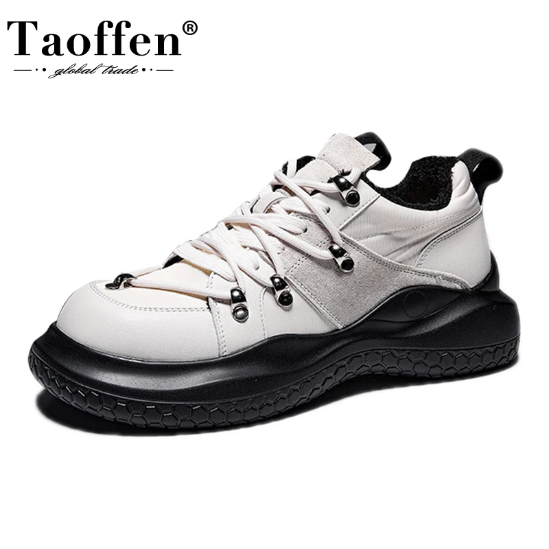 

Taoffen Casual Sneakers For Women Genuine Leather Soft Sole Ladies Flats Vulcanized Shoe Student Running Sneakers Sports Trainer